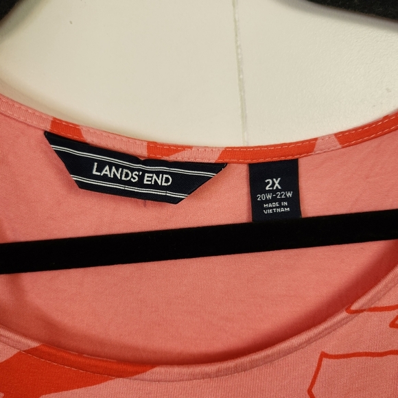 Lands End Women's Size 2X Maxi Dress New Pink Tropical Stretchy Jersey Soft Knit - Picture 5 of 8